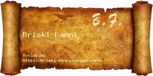 Briski Fanni névjegykártya
